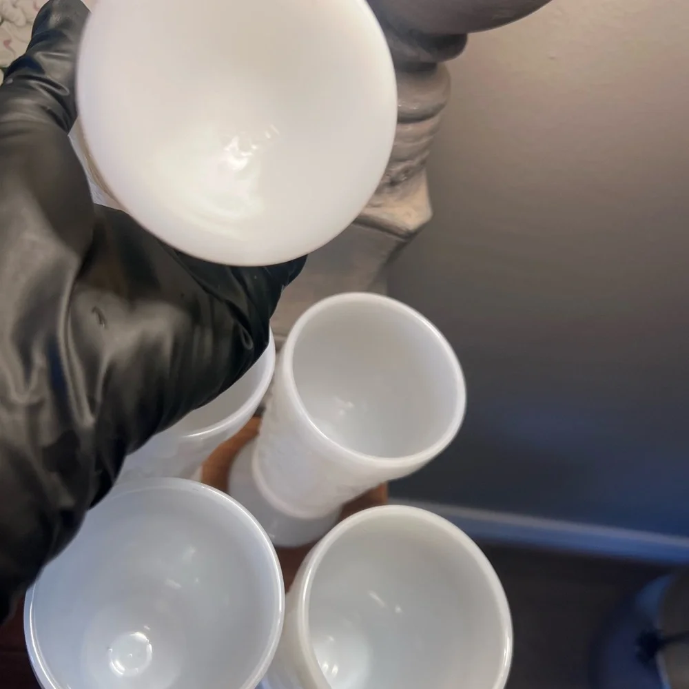Vintage White Milk Glass Harvest Grape Pedestal Goblets Set of 5